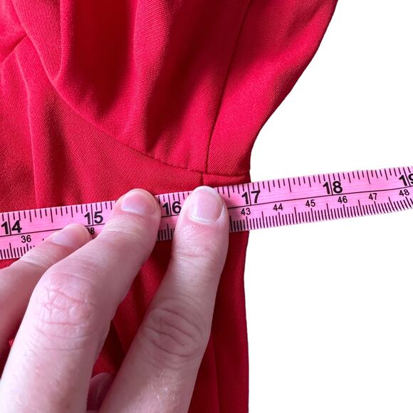 NEW Rodarte x Universal Standard Ruched Tie Sleeve Asymmetric Ruffle Dress Red - Picture 10 of 12